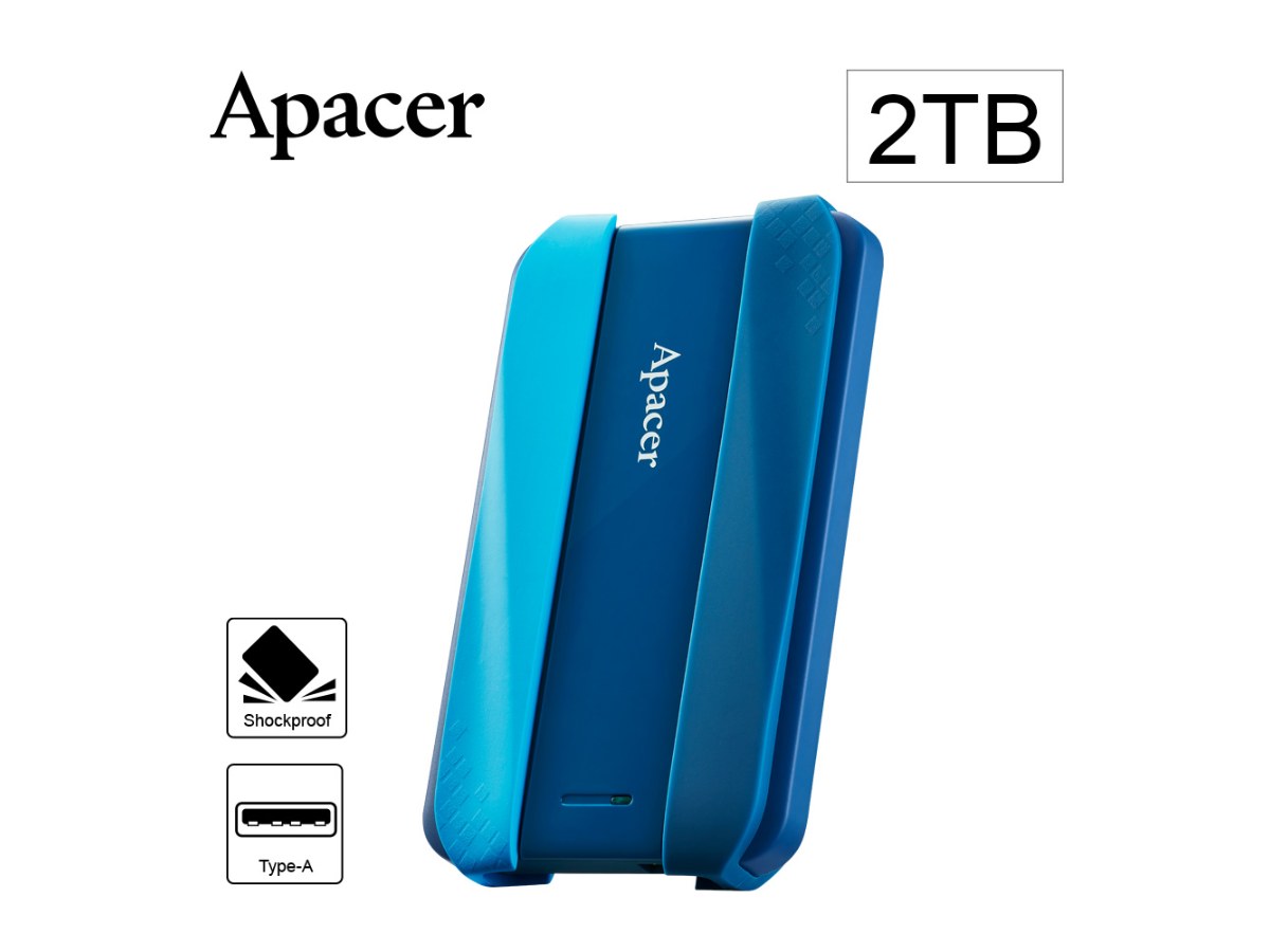 Apacer宇瞻AC533 2TB USB3.2 Gen1 2.5吋防護型行動硬碟-藍